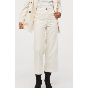 H&M Cream Wide-Leg Cropped Pants